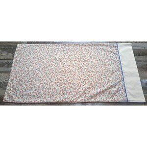 Vintage Springmaid King Pillowcase Blue Pink Roses Wondercale Country Cottage